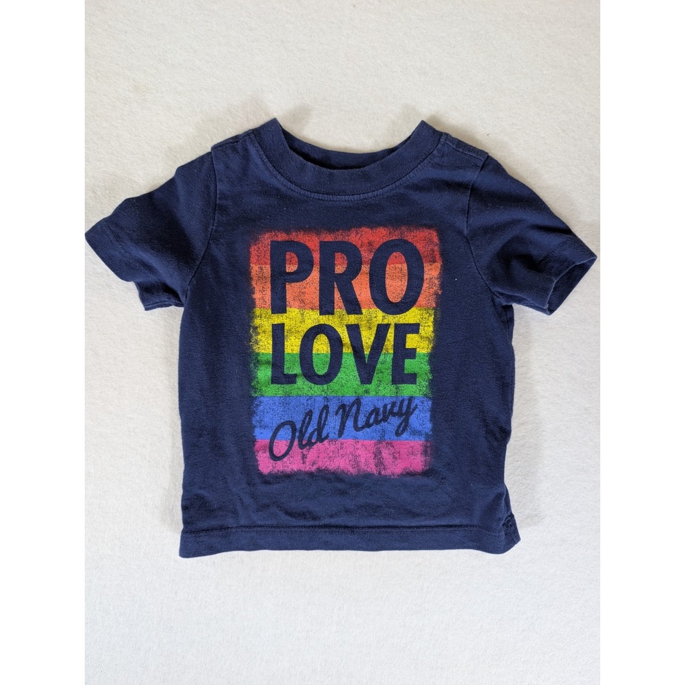 Old Navy Kids Navy Blue Pro Love Rainbow Graphic Tee Shirt 12-18 Months